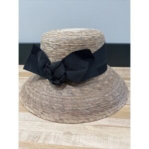 Tula Hats Austin Texas Straw Hat Black Bow Sun Hat Hand Woven Mexico Resort Vaca